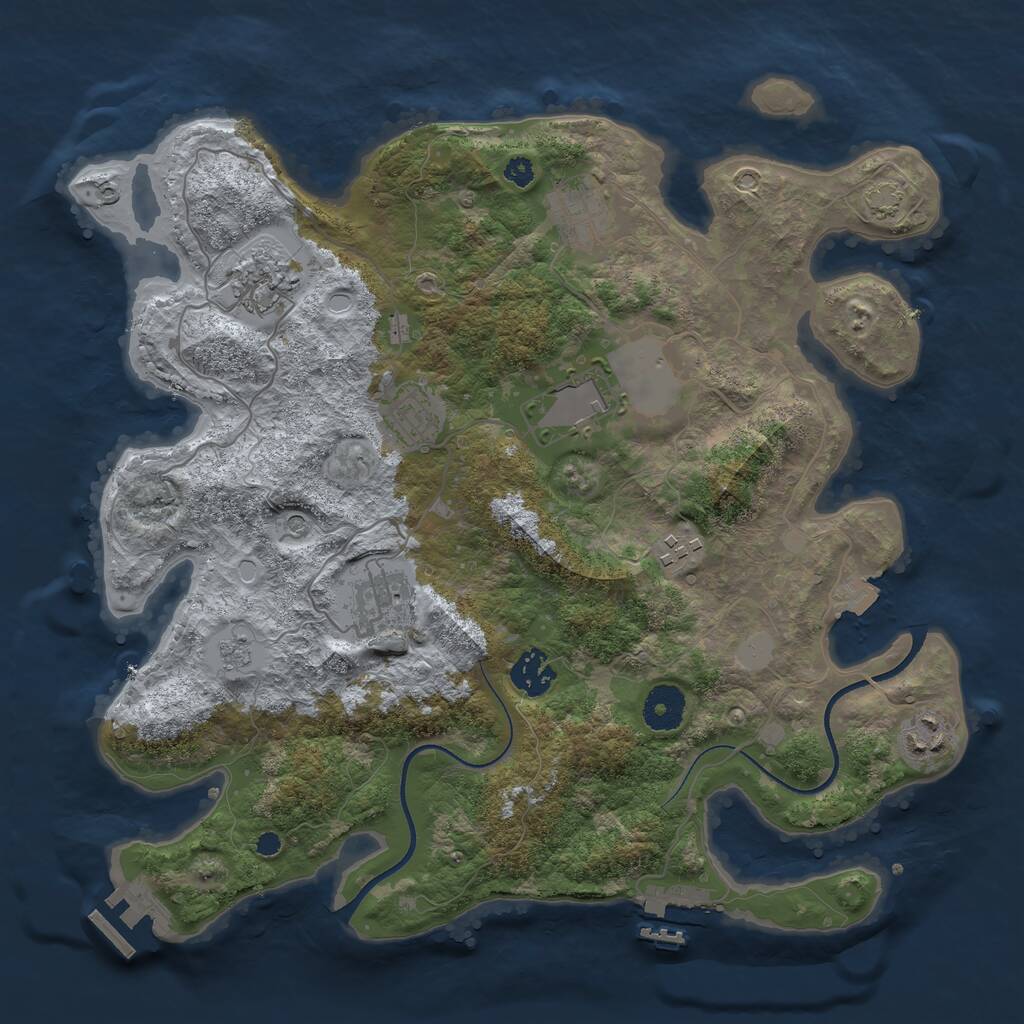 Rust Map: Procedural Map, Size: 3500, Seed: 89728, 14 Monuments