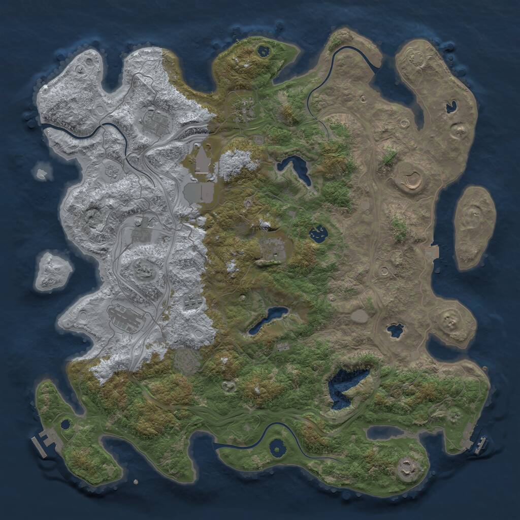 Rust Map: Procedural Map, Size: 4500, Seed: 597571459, 17 Monuments