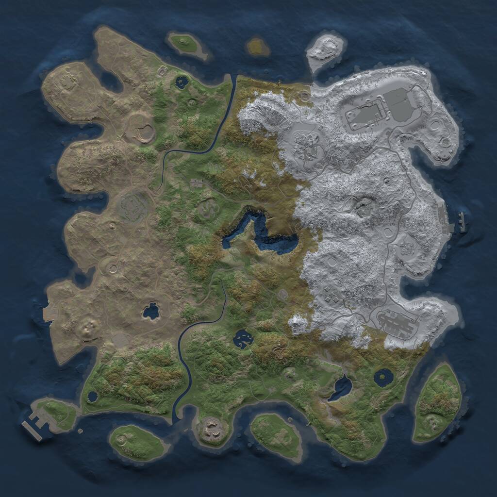 Rust Map: Procedural Map, Size: 4000, Seed: 1406521346, 14 Monuments