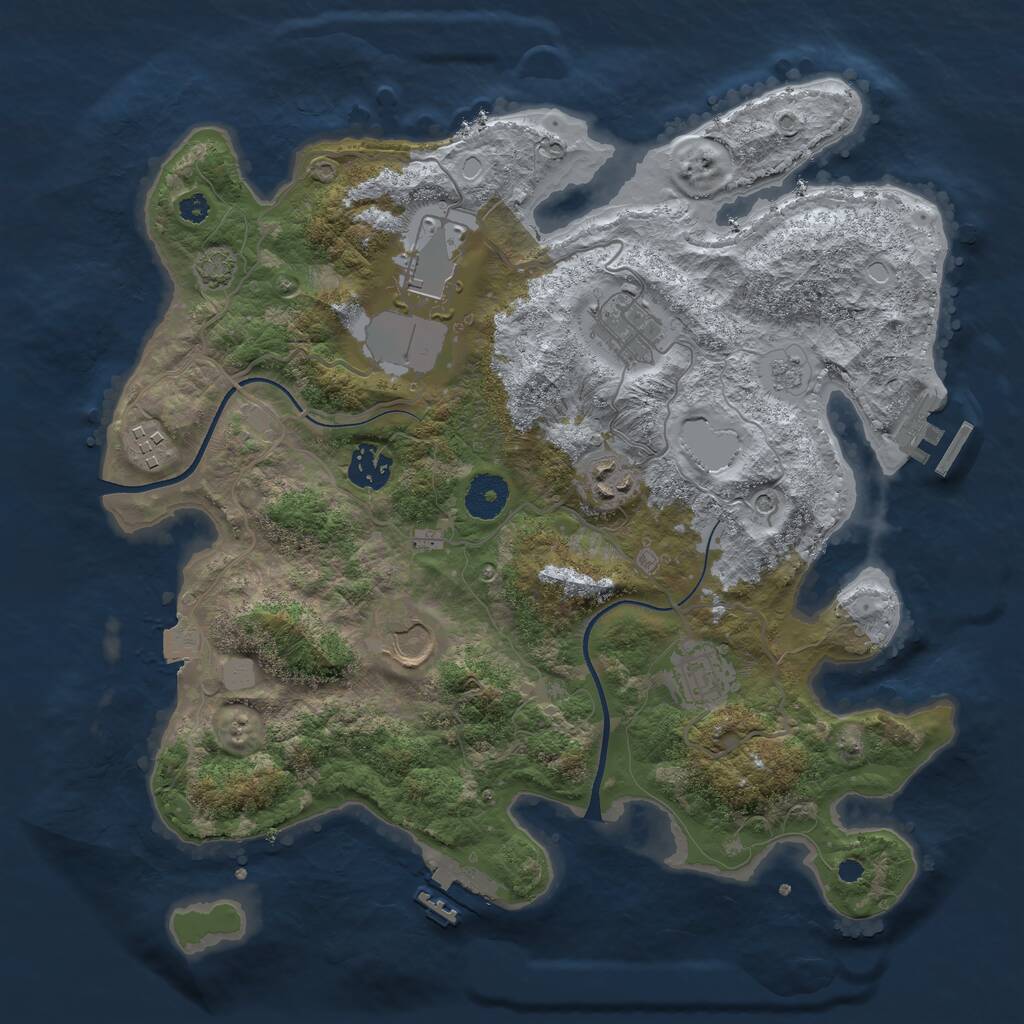 Rust Map: Procedural Map, Size: 3500, Seed: 827184736, 13 Monuments