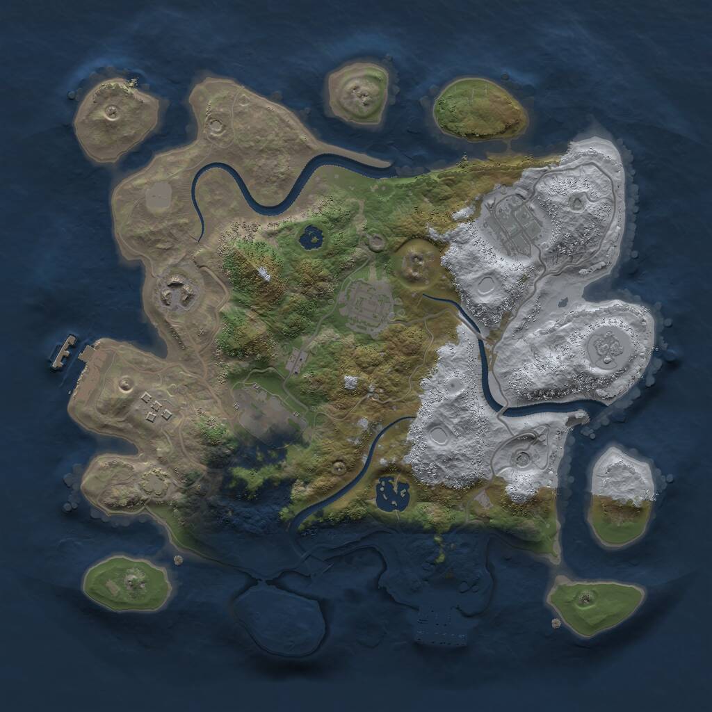 Rust Map: Procedural Map, Size: 3000, Seed: 99125674, 12 Monuments