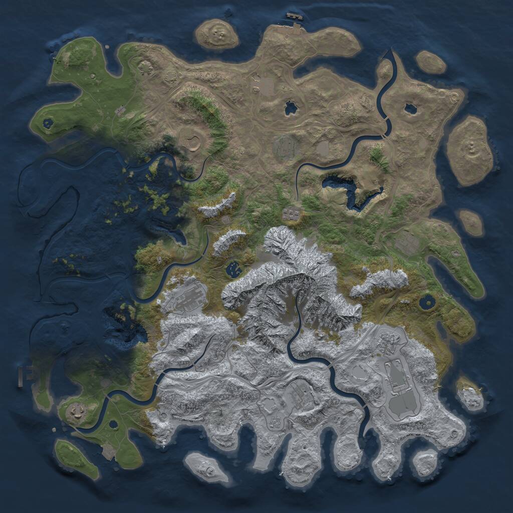 Rust Map: Procedural Map, Size: 5000, Seed: 347225429, 17 Monuments