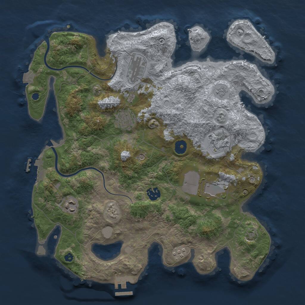 Rust Map: Procedural Map, Size: 3500, Seed: 855549595, 13 Monuments