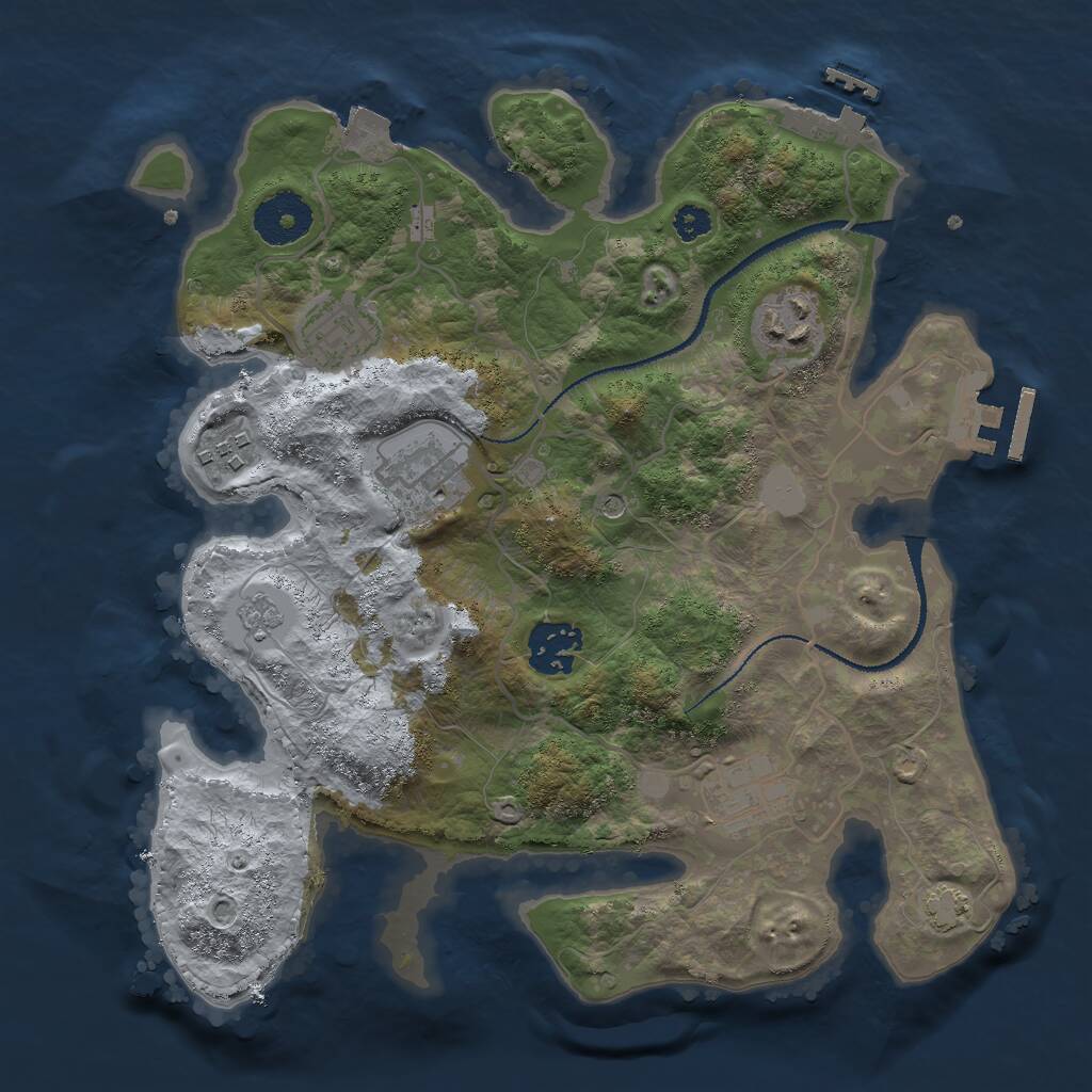 Rust Map: Procedural Map, Size: 3000, Seed: 1225062835, 12 Monuments
