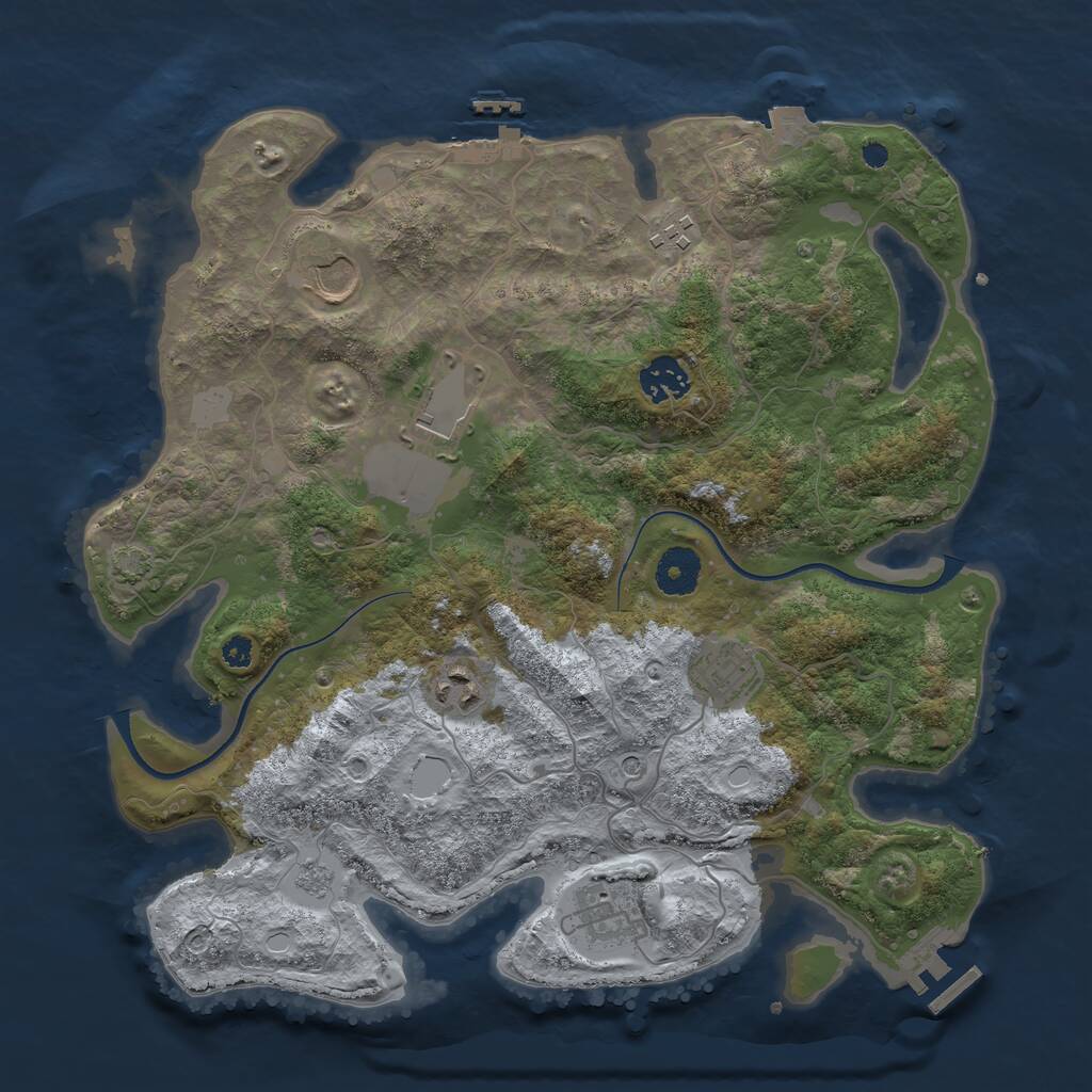 Rust Map: Procedural Map, Size: 3500, Seed: 575743175, 13 Monuments