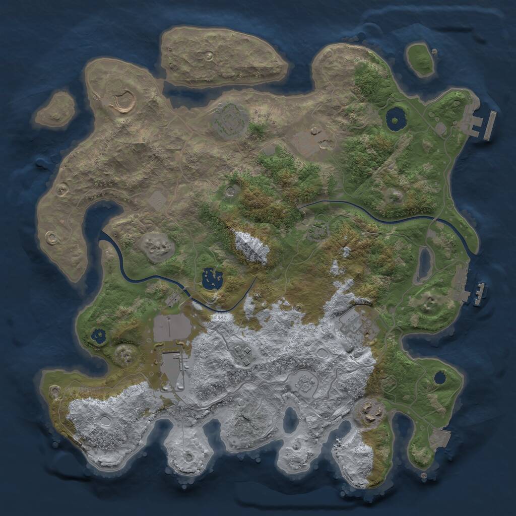 Rust Map: Procedural Map, Size: 3500, Seed: 6463276, 14 Monuments