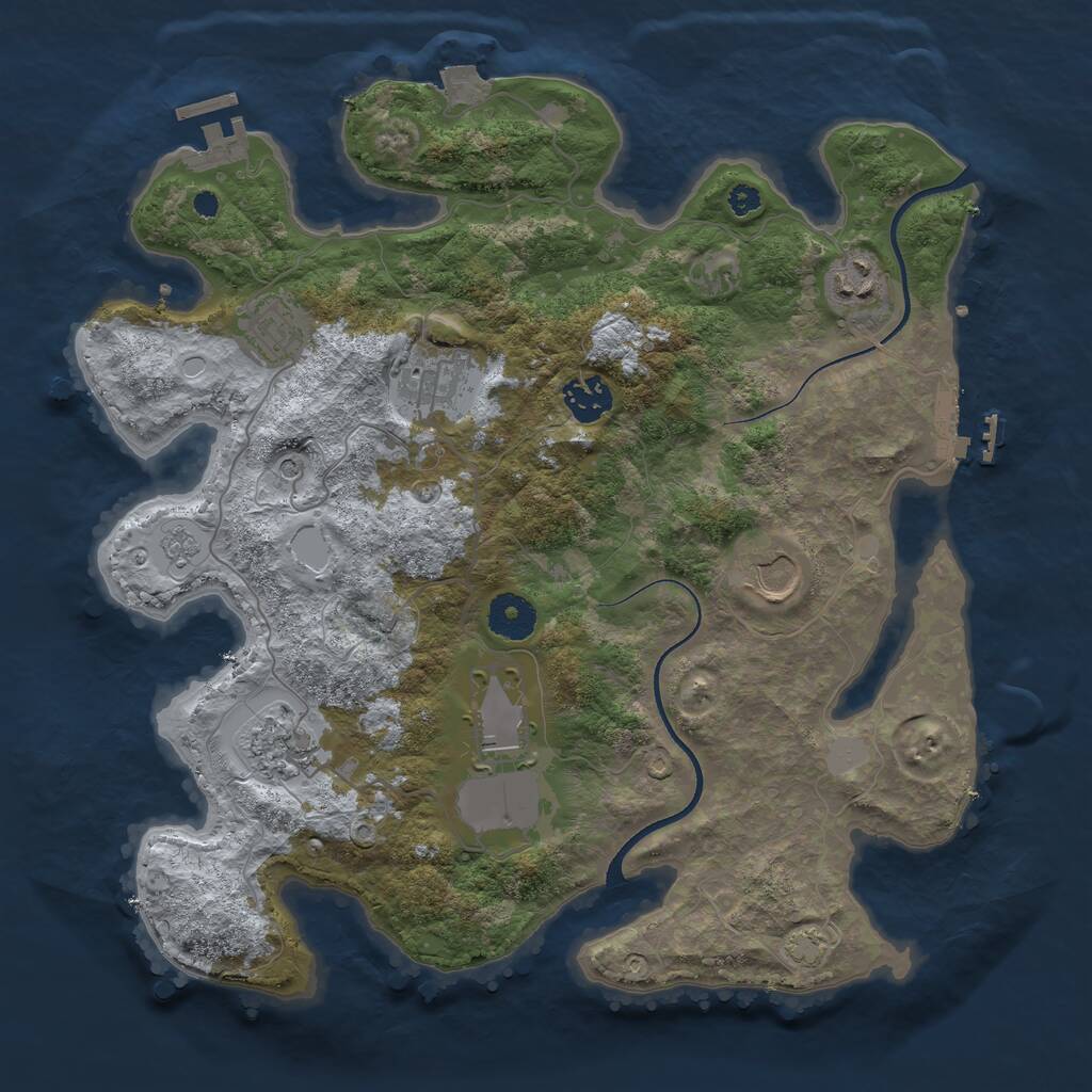 Rust Map: Procedural Map, Size: 3500, Seed: 54798, 13 Monuments