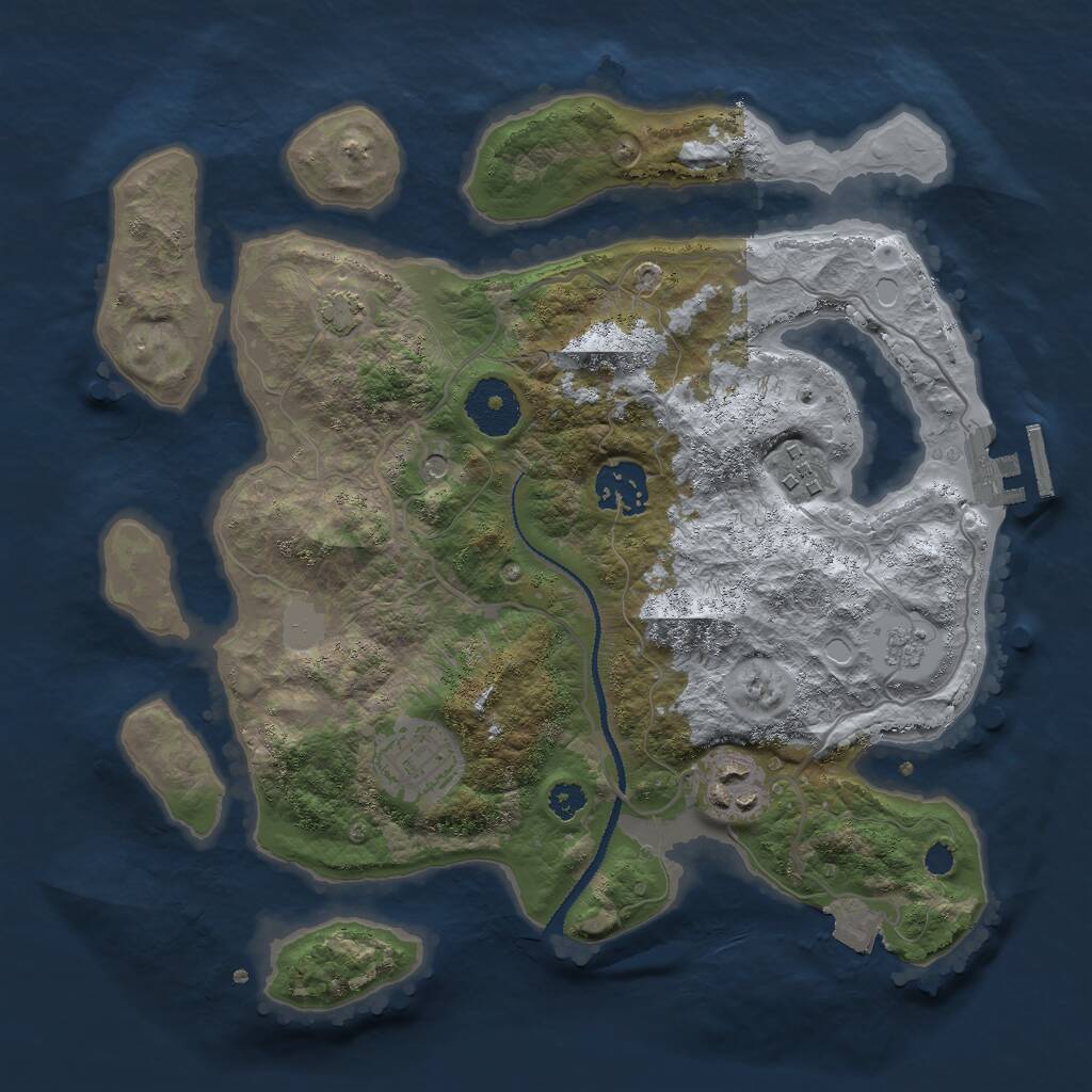 Rust Map: Procedural Map, Size: 3000, Seed: 1416017660, 9 Monuments