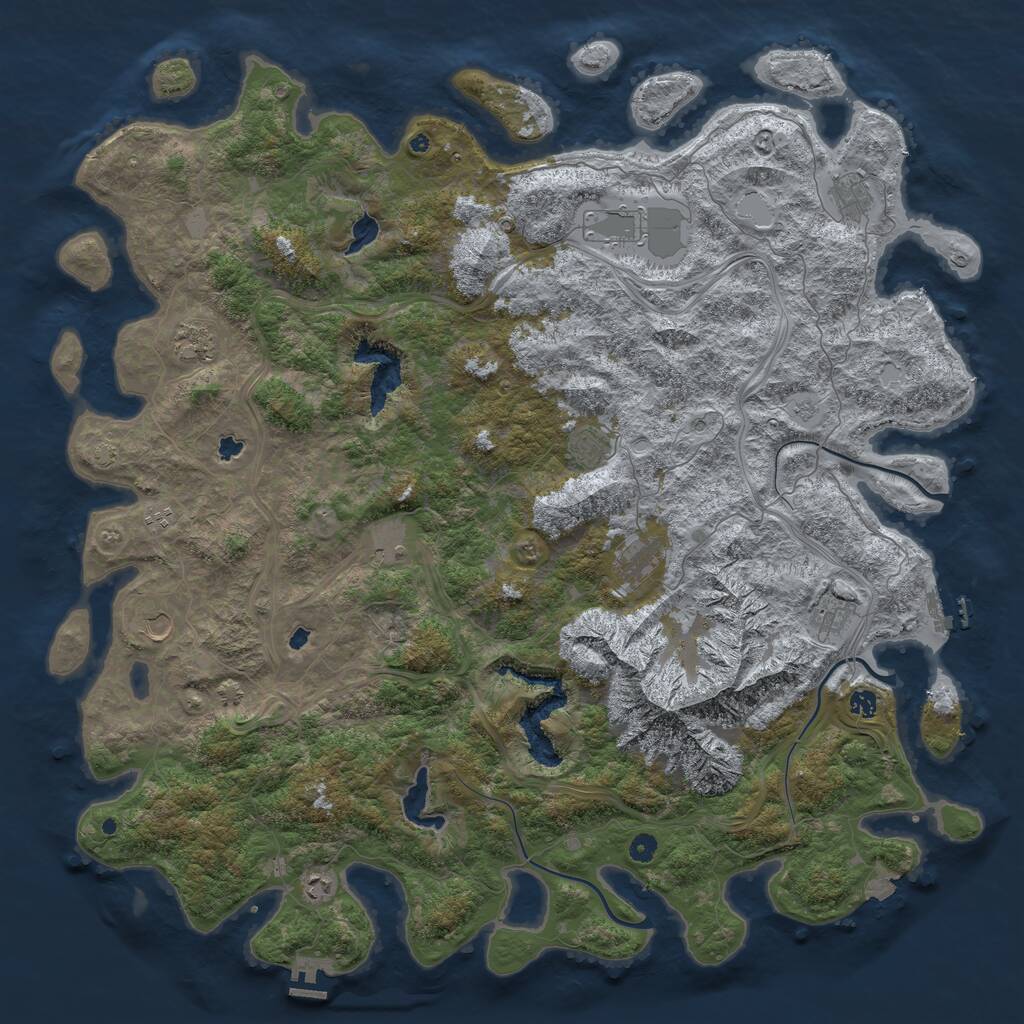 Rust Map: Procedural Map, Size: 5500, Seed: 635489915, 17 Monuments
