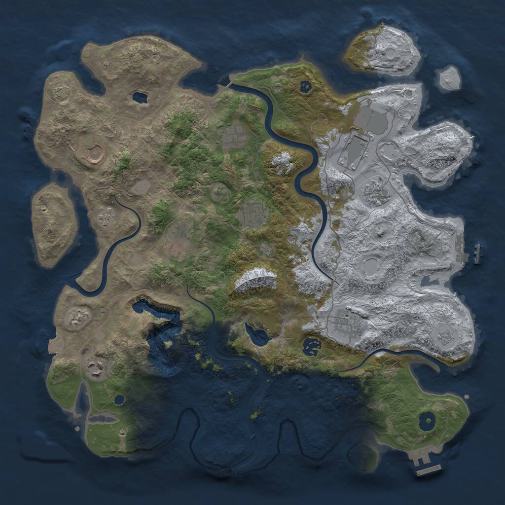 Rust Map: Procedural Map, Size: 4100, Seed: 380099655, 16 Monuments
