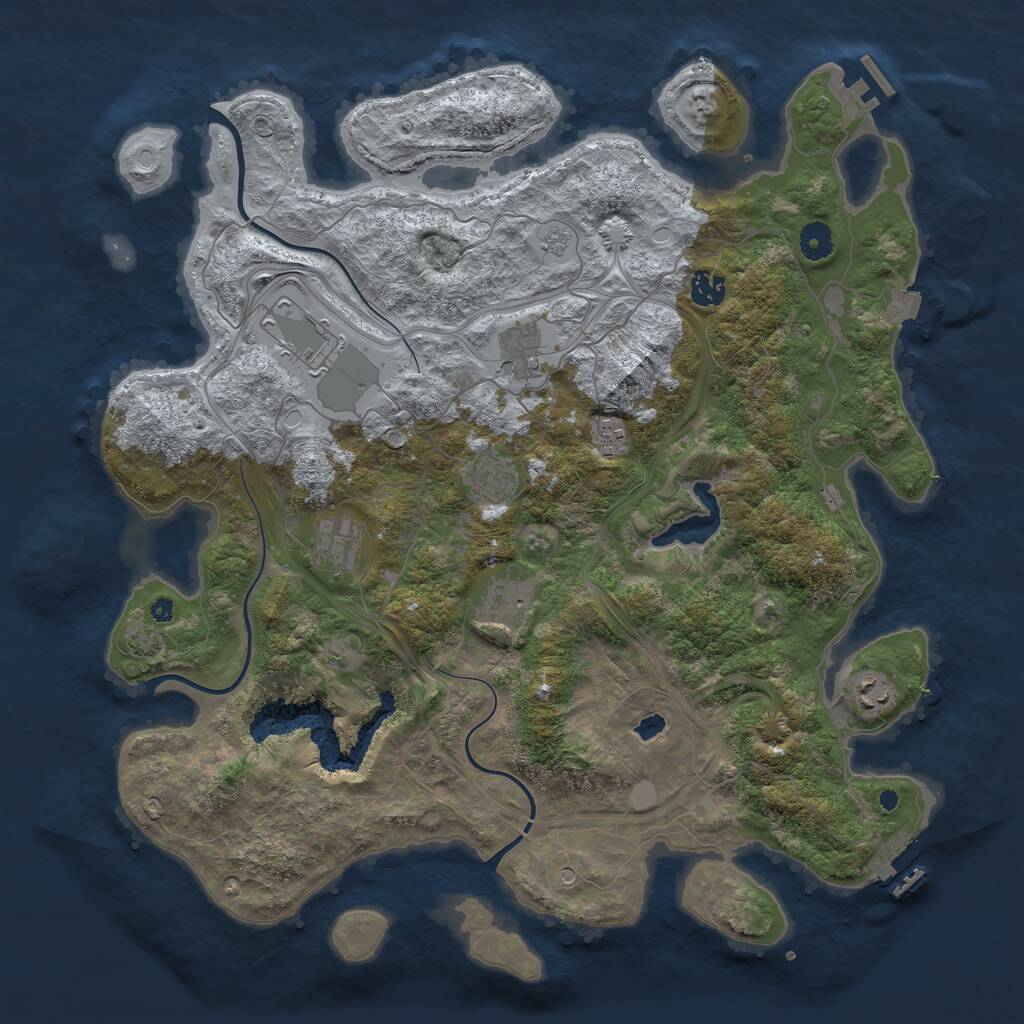 Rust Map: Procedural Map, Size: 4250, Seed: 54840, 14 Monuments