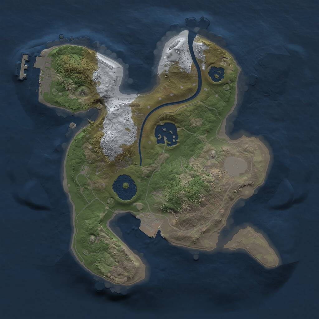 Rust Map: Procedural Map, Size: 2000, Seed: 100082263, 3 Monuments