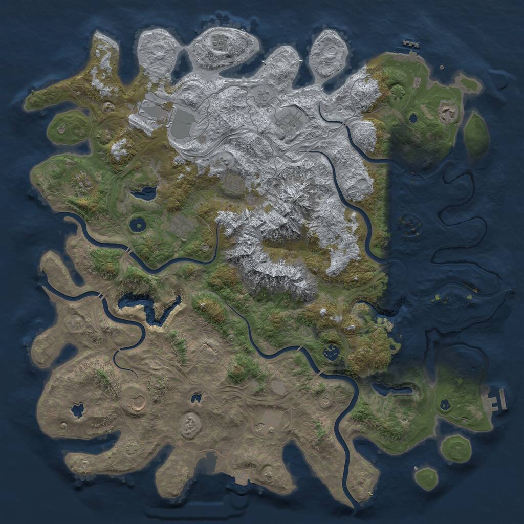 Rust Map: Procedural Map, Size: 5000, Seed: 197102263, 16 Monuments