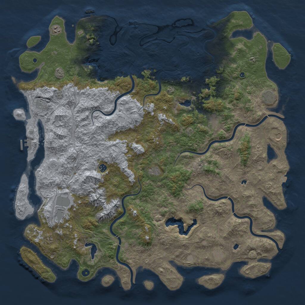 Rust Map: Procedural Map, Size: 6000, Seed: 1603458597, 17 Monuments