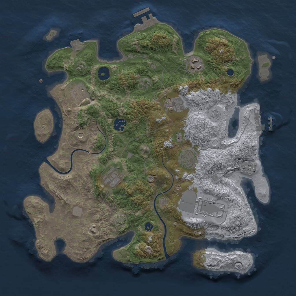 Rust Map: Procedural Map, Size: 3500, Seed: 52068, 14 Monuments
