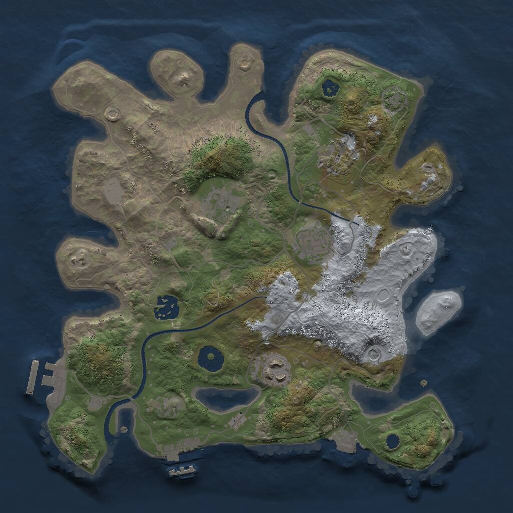 Rust Map: Procedural Map, Size: 3000, Seed: 1134847938, 10 Monuments