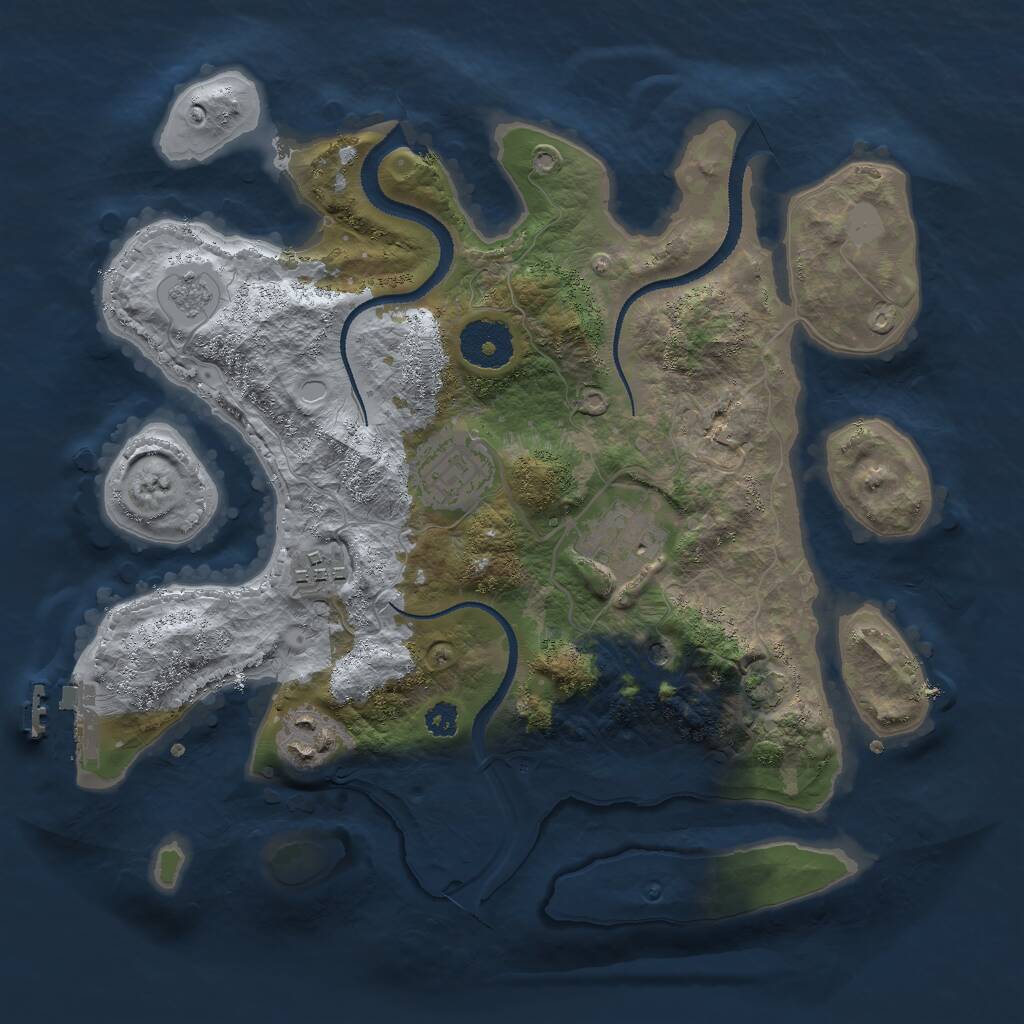 Rust Map: Procedural Map, Size: 3000, Seed: 23819341, 9 Monuments