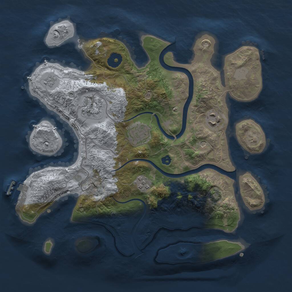 Rust Map: Procedural Map, Size: 3000, Seed: 23819341, 9 Monuments
