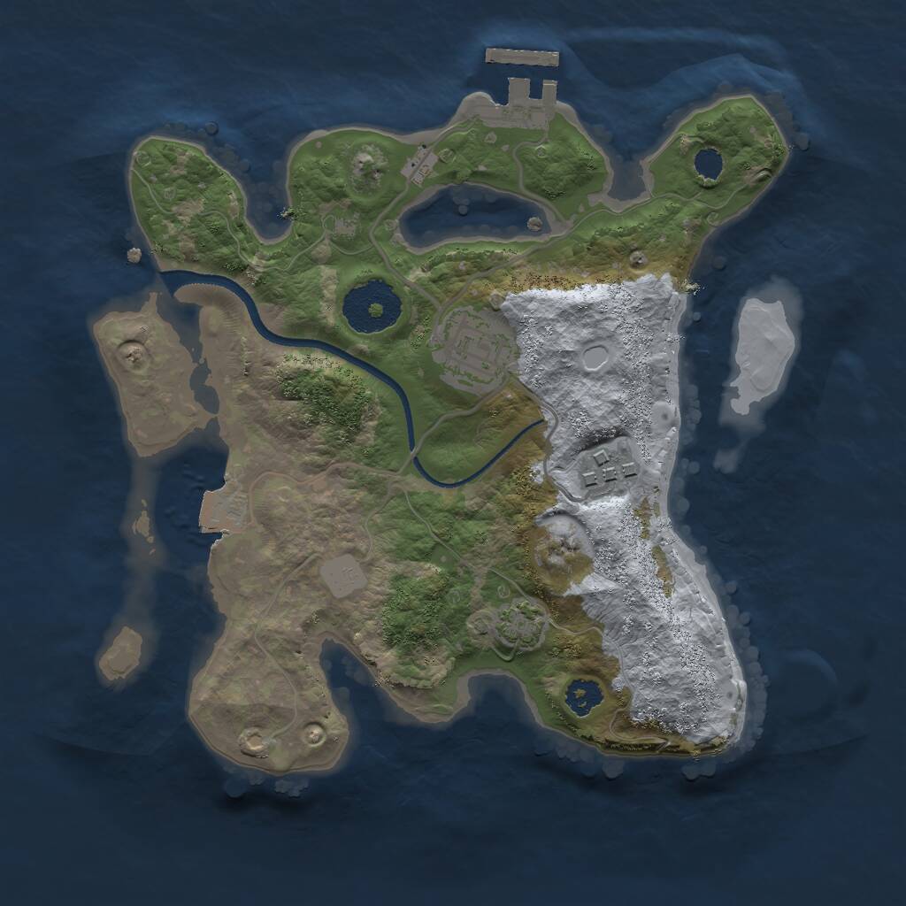 Rust Map: Procedural Map, Size: 2500, Seed: 1486635814, 5 Monuments