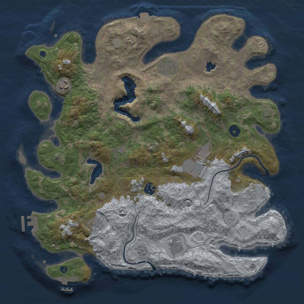 Rust Map: Procedural Map, Size: 4000, Seed: 1438501545, 13 Monuments