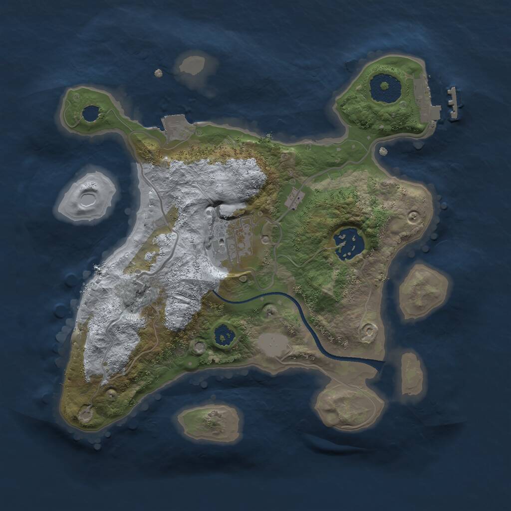 Rust Map: Procedural Map, Size: 2500, Seed: 384366261, 4 Monuments