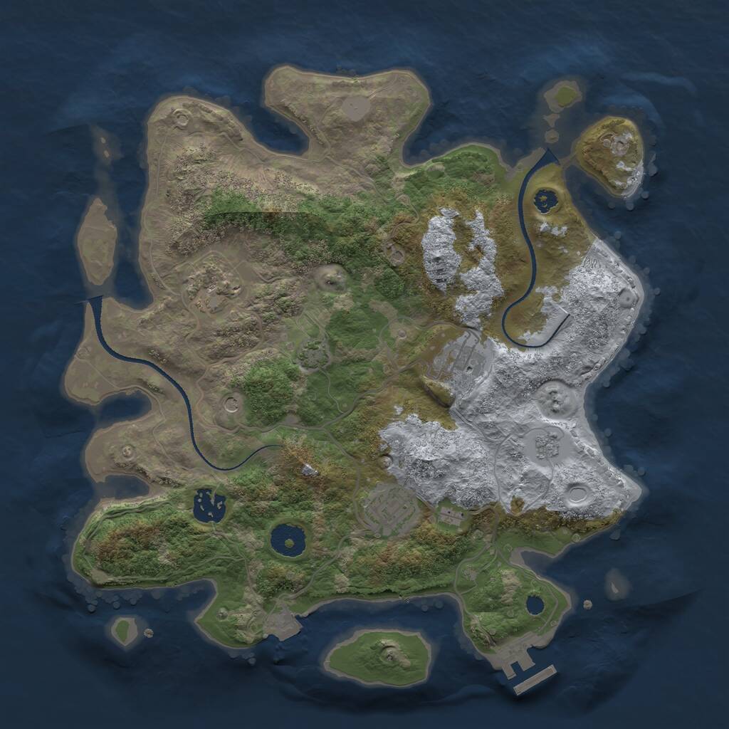 Rust Map: Procedural Map, Size: 3200, Seed: 458955755, 9 Monuments