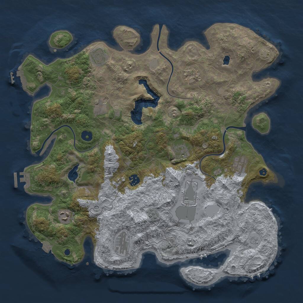 Rust Map: Procedural Map, Size: 4100, Seed: 13681477, 16 Monuments