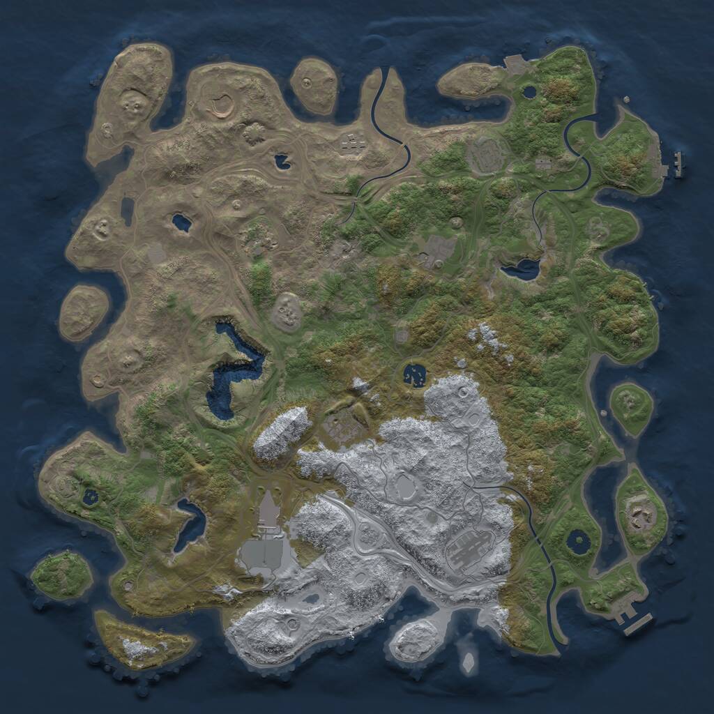 Rust Map: Procedural Map, Size: 4500, Seed: 8892, 16 Monuments