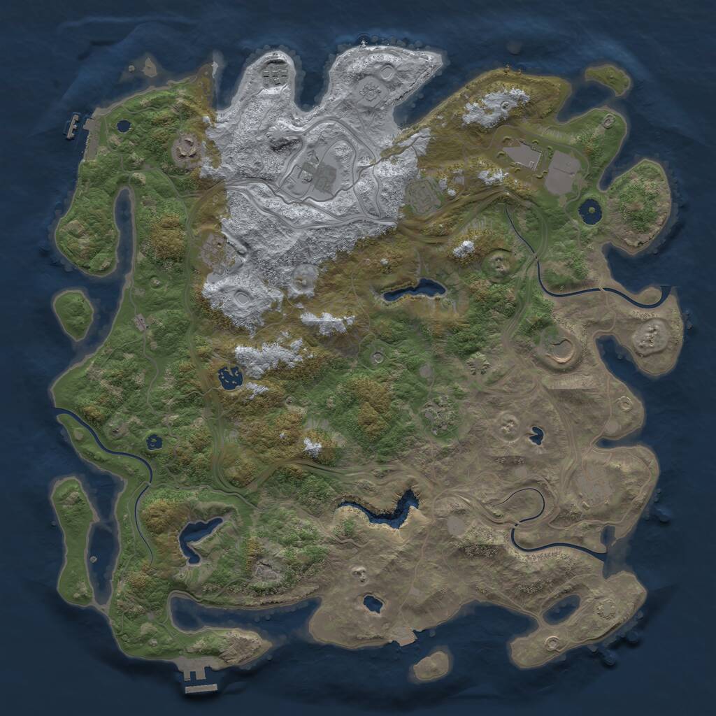 Rust Map: Procedural Map, Size: 4500, Seed: 732850404, 16 Monuments