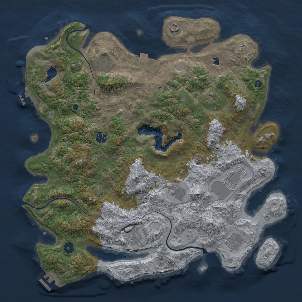 Rust Map: Procedural Map, Size: 4200, Seed: 1216752945, 15 Monuments