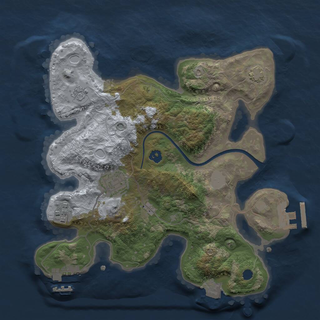 Rust Map: Procedural Map, Size: 2500, Seed: 513513, 7 Monuments