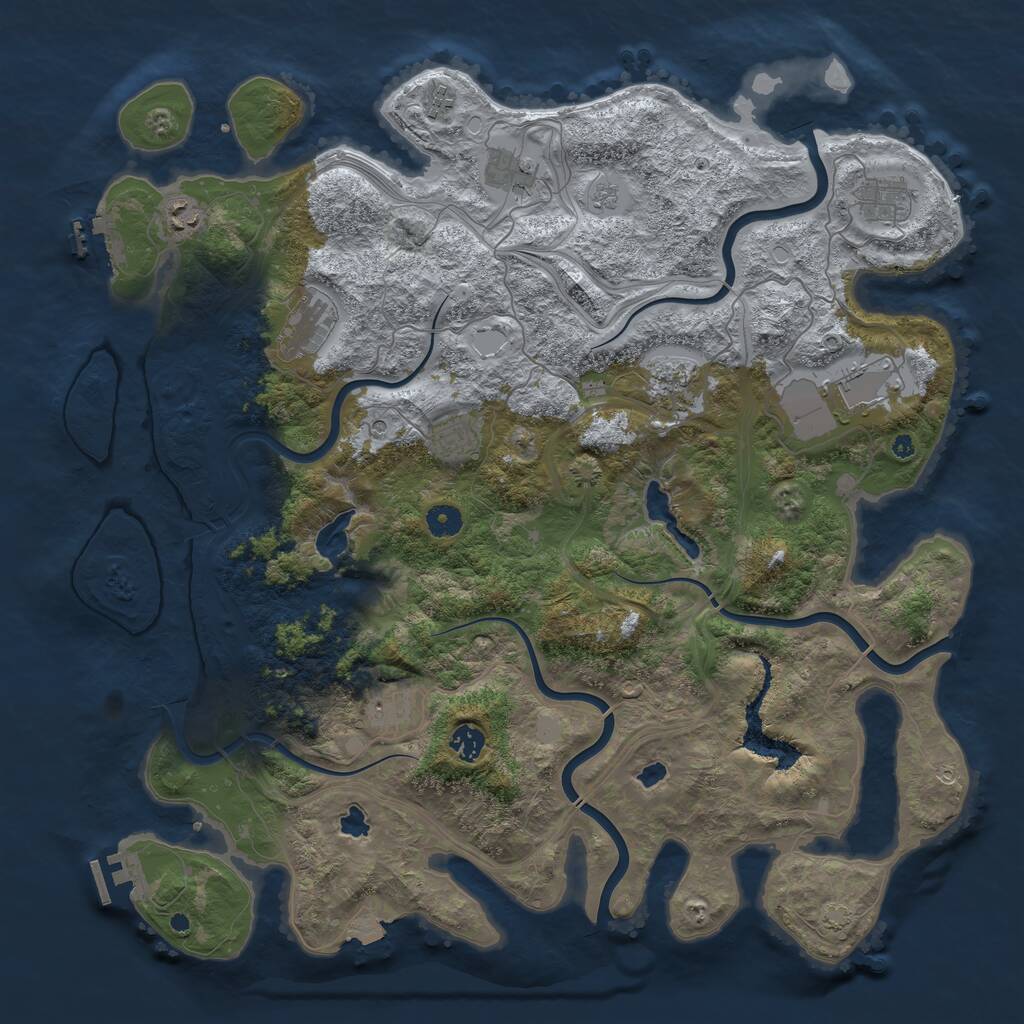 Rust Map: Procedural Map, Size: 4500, Seed: 2129940592, 16 Monuments