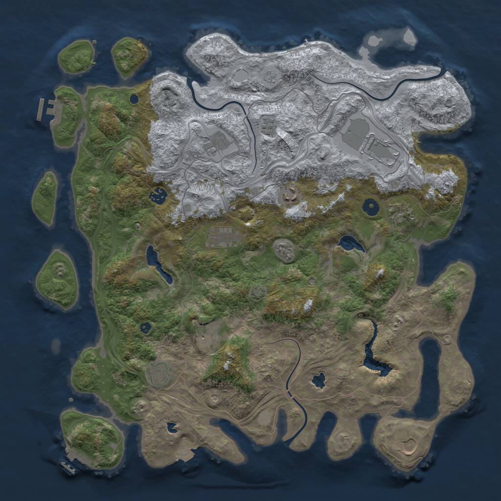Rust Map: Procedural Map, Size: 4500, Seed: 2129940592, 16 Monuments