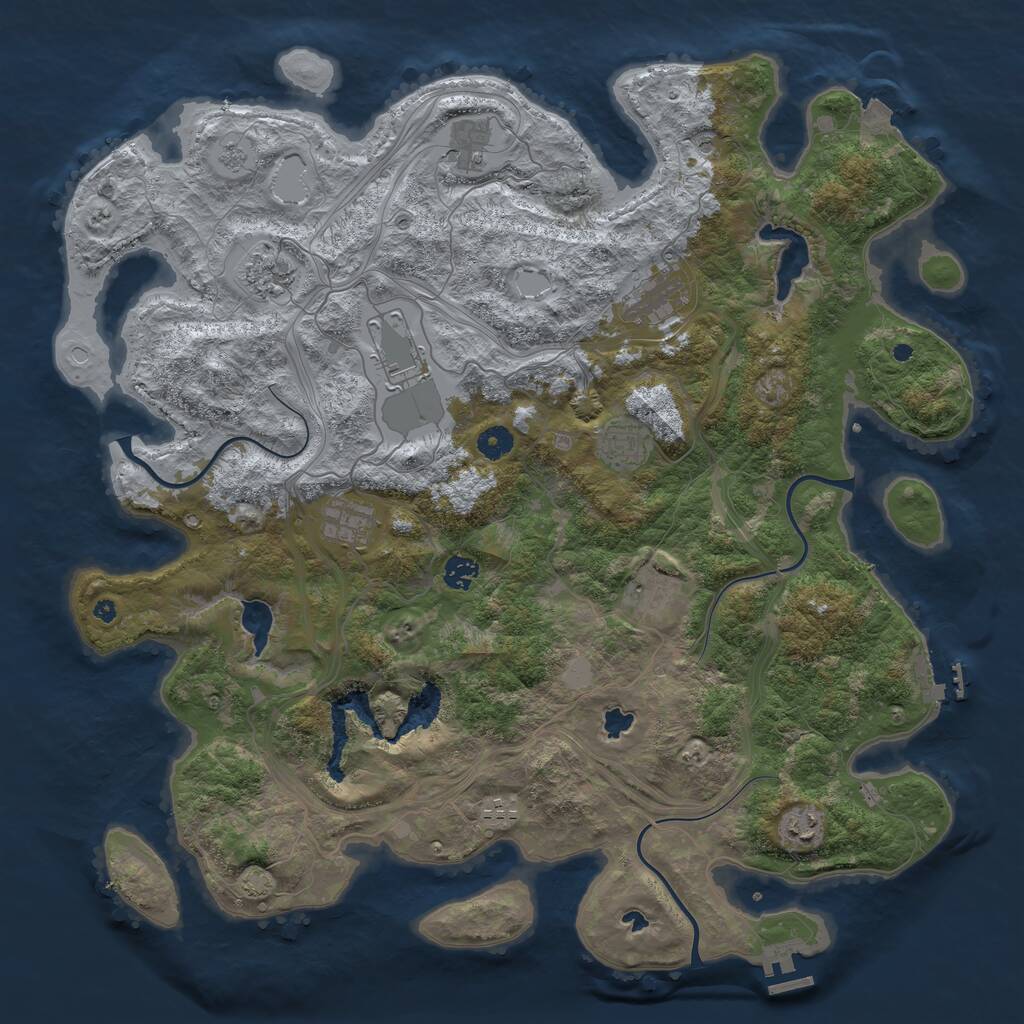 Rust Map: Procedural Map, Size: 4500, Seed: 1913604697, 16 Monuments