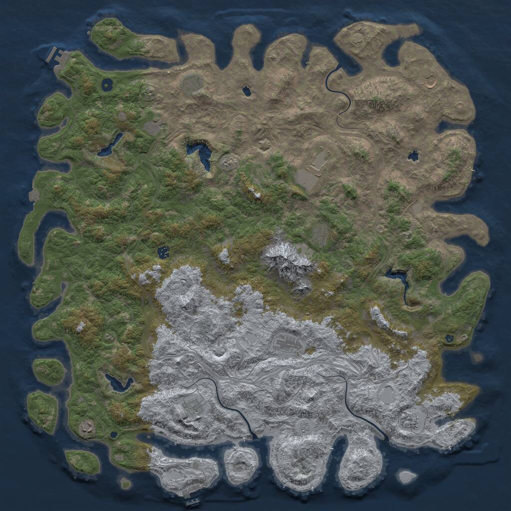 Rust Map: Procedural Map, Size: 6000, Seed: 111364855, 17 Monuments