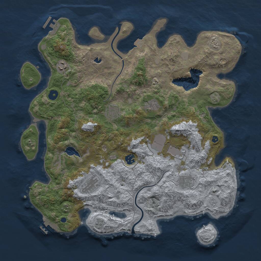 Rust Map: Procedural Map, Size: 4000, Seed: 7629, 13 Monuments