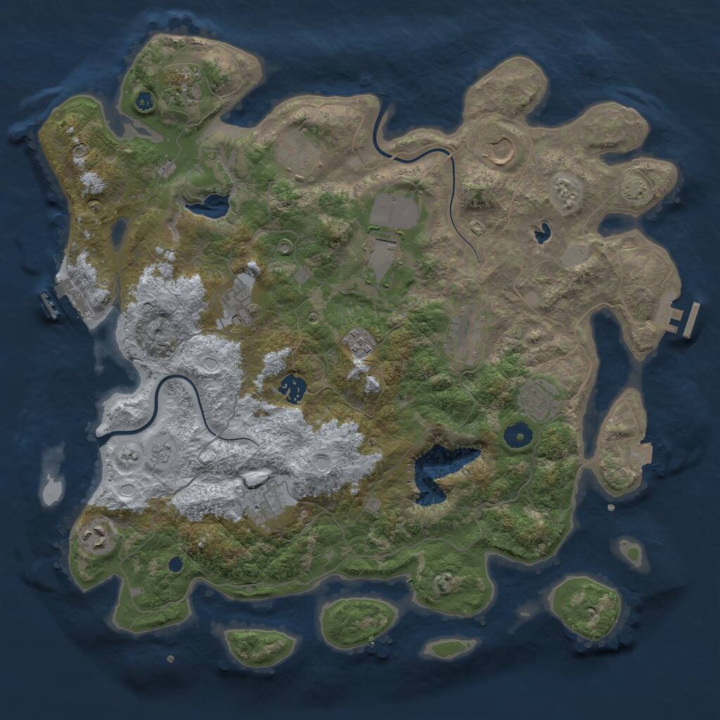Rust Map: Procedural Map, Size: 4000, Seed: 48107105, 16 Monuments
