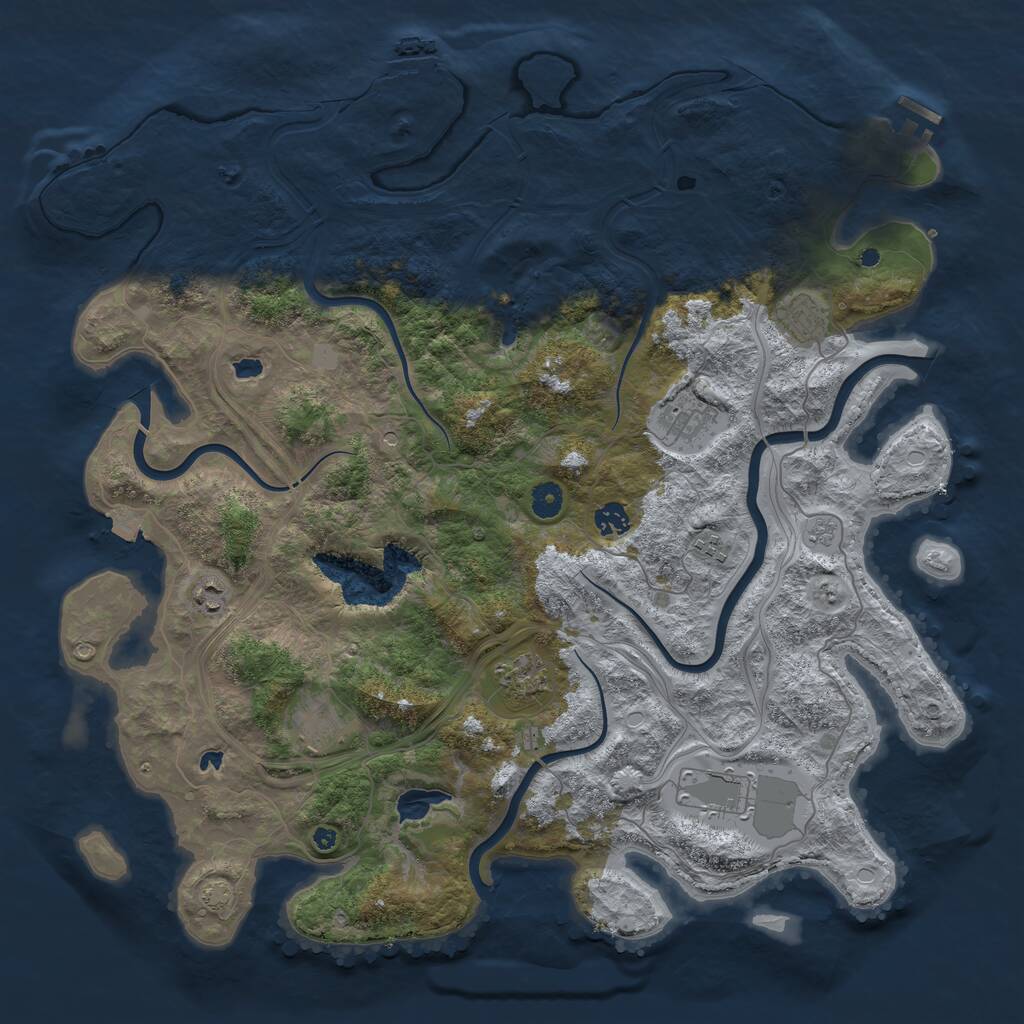 Rust Map: Procedural Map, Size: 4500, Seed: 1012290795, 14 Monuments