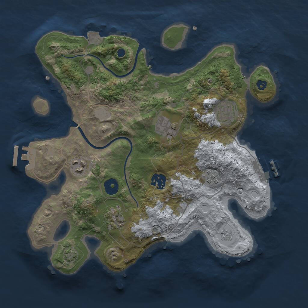 Rust Map: Procedural Map, Size: 3000, Seed: 150083, 11 Monuments