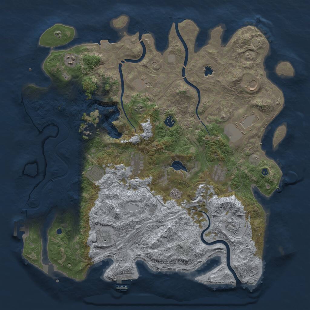 Rust Map: Procedural Map, Size: 4400, Seed: 166246, 17 Monuments