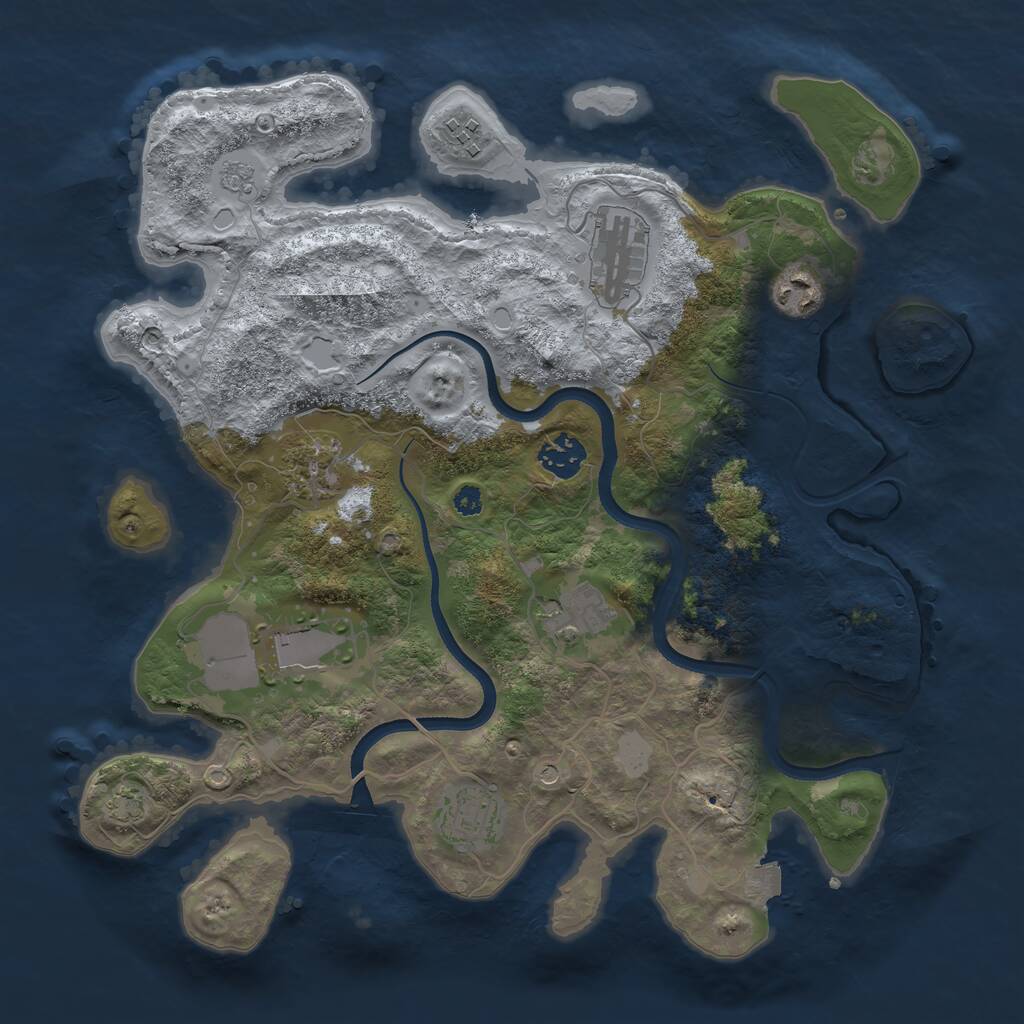 Rust Map: Procedural Map, Size: 3500, Seed: 1323908600, 12 Monuments
