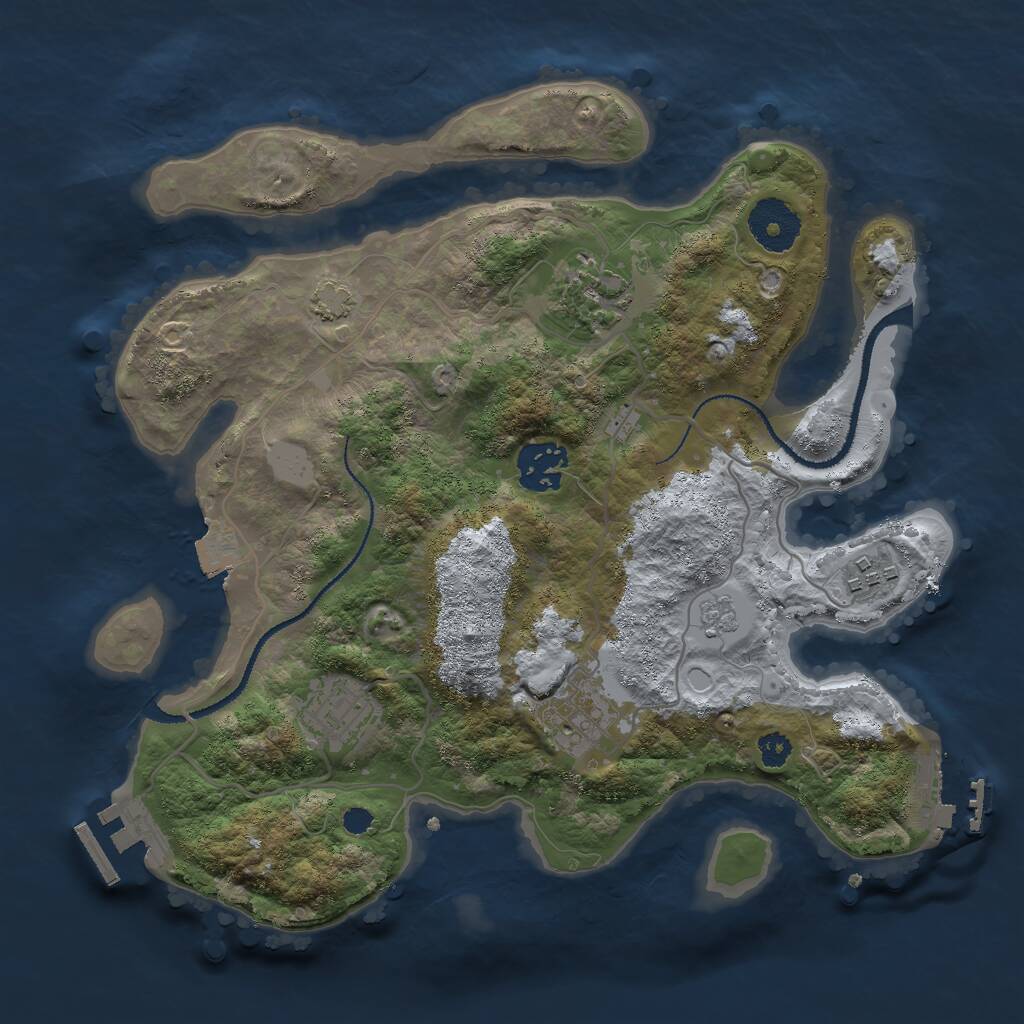 Rust Map: Procedural Map, Size: 3000, Seed: 885951597, 10 Monuments