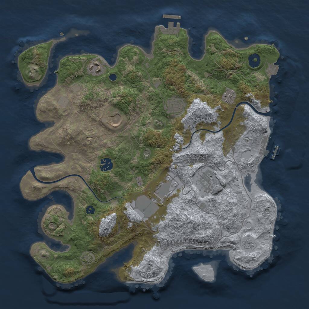 Rust Map: Procedural Map, Size: 3500, Seed: 35611, 13 Monuments