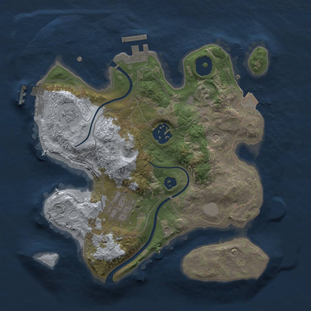Rust Map: Procedural Map, Size: 2500, Seed: 34438331, 7 Monuments