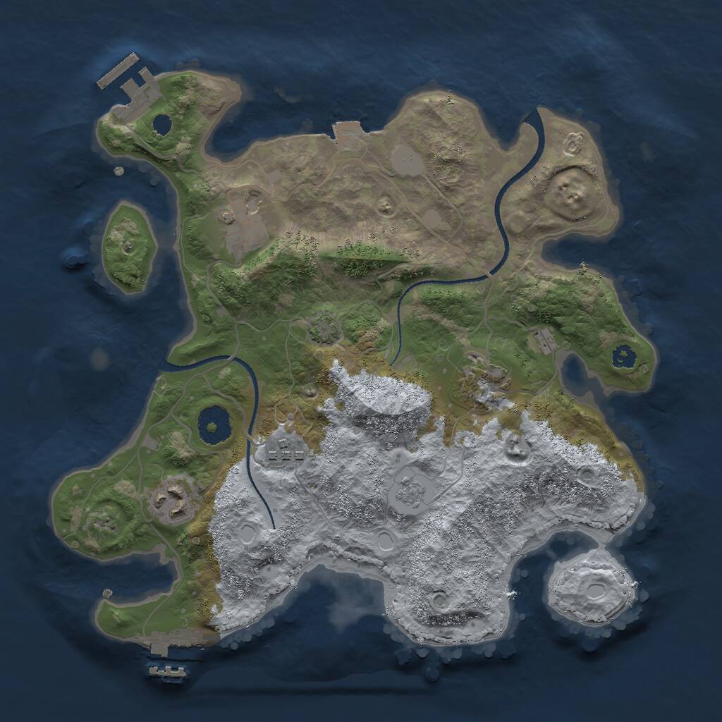 Rust Map: Procedural Map, Size: 3000, Seed: 4057219, 9 Monuments
