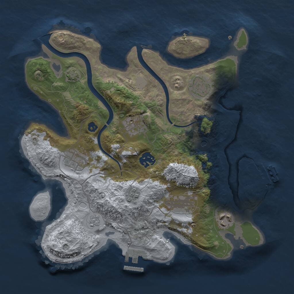 Rust Map: Procedural Map, Size: 3000, Seed: 46497, 13 Monuments