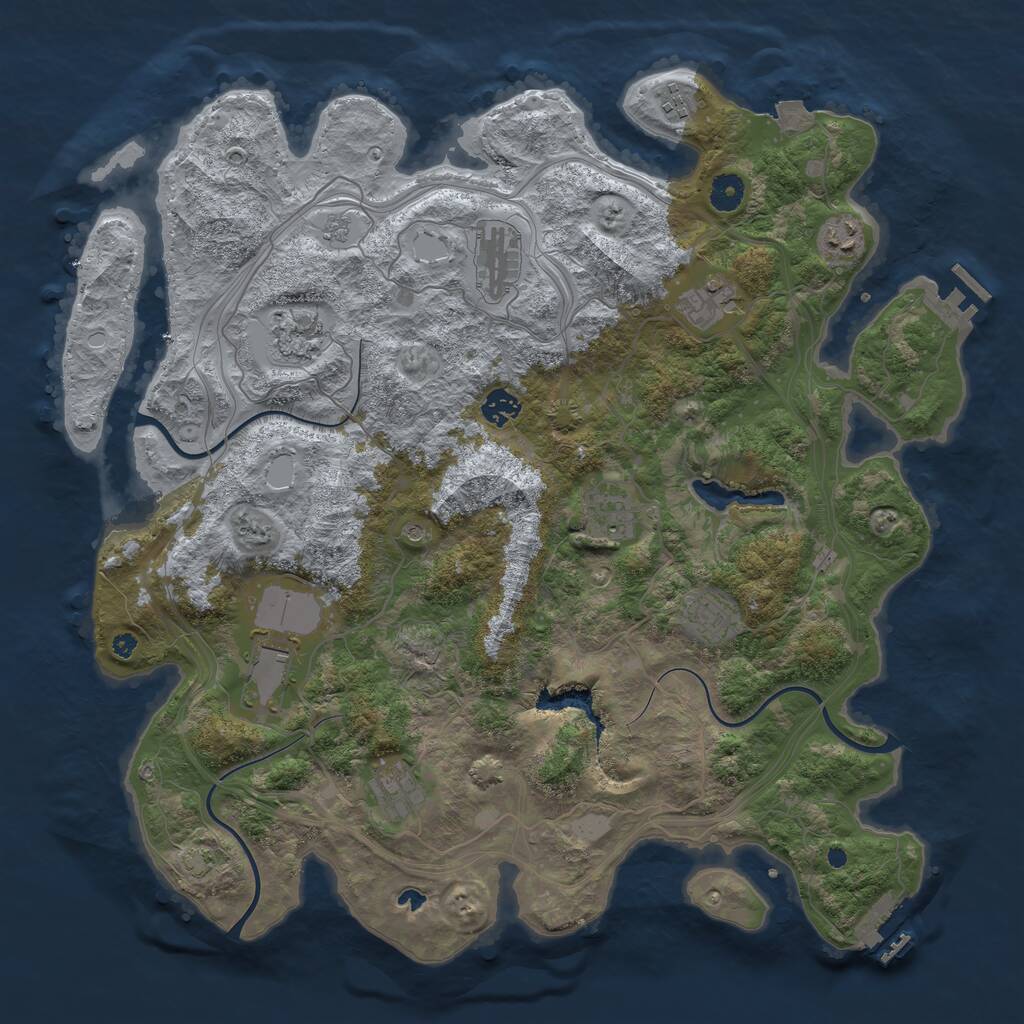 Rust Map: Procedural Map, Size: 4250, Seed: 1871511203, 16 Monuments