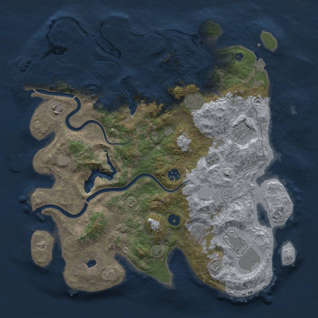 Rust Map: Procedural Map, Size: 4000, Seed: 1865945265, 13 Monuments