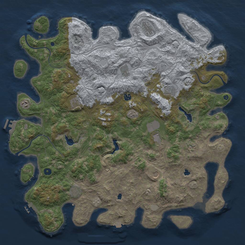 Rust Map: Procedural Map, Size: 4980, Seed: 1, 17 Monuments