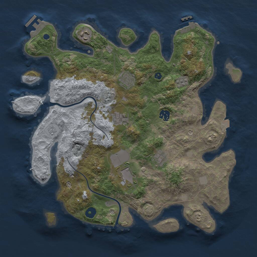 Rust Map: Procedural Map, Size: 3600, Seed: 307413, 13 Monuments